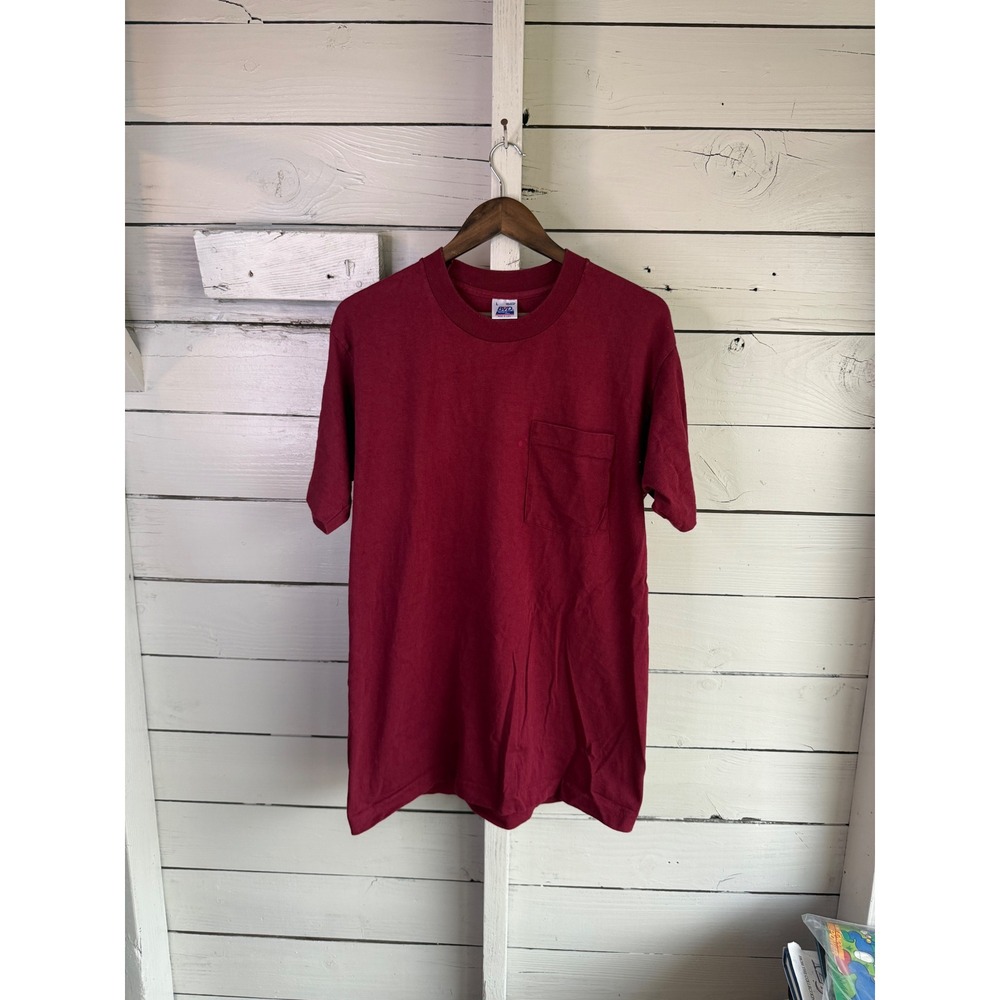 Vintage BVD Premium Series Pocket T-Shirt Maroon Burgundy Made in USA Mens L
